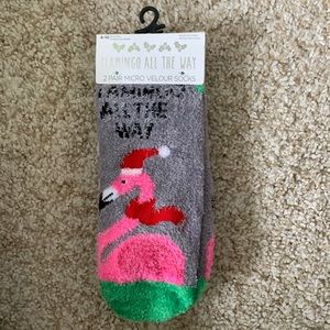 2 pairs of soft velour socks with grips